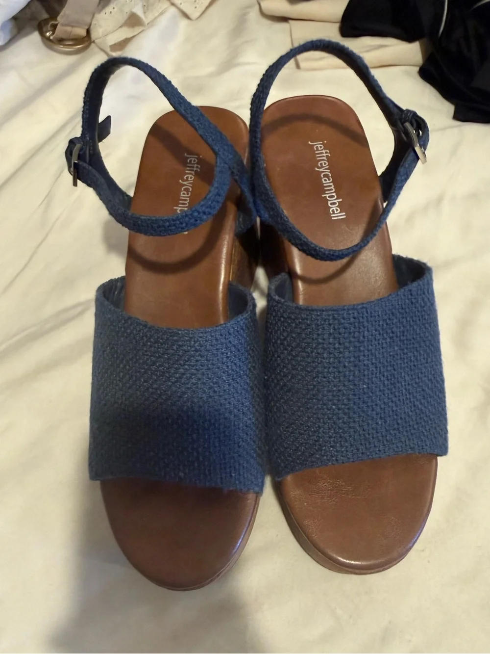 Jeffrey Campbell On Deck Wooden Wedge Platform Sandals